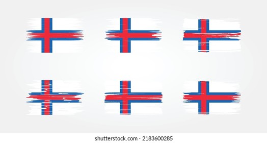 Faroe Islands Flag Brush Collection. National Flag