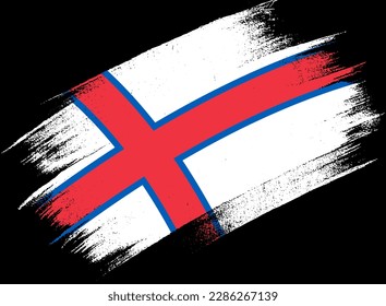 Faroe Islands flag with brush paint textured isolated  on png  background