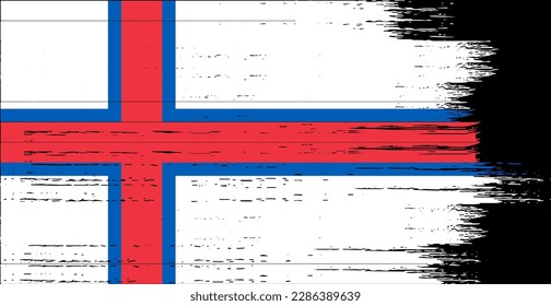 Faroe Islands flag with brush paint textured isolated  on png  background