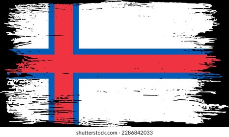 Faroe Islands flag with brush paint textured isolated  on png  background