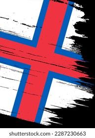 Faroe Islands flag with brush paint textured isolated  on png  background