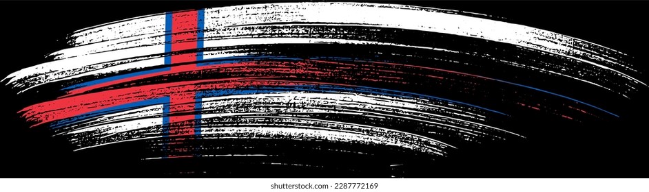 Faroe Islands flag with brush paint textured isolated  on png  background