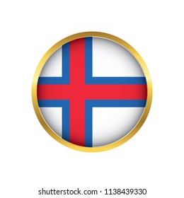 Faroe Islands flag button, Golden on a white background,flag of Faroe Islands Round badge or icon isolated. Vector illustration.