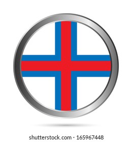 Faroe Islands flag button on a white background. Vector illustration.