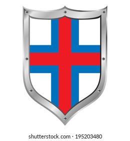 Faroe Islands flag button on a white background. Vector illustration.