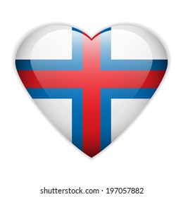 Faroe Islands flag button on a white background. Vector illustration.