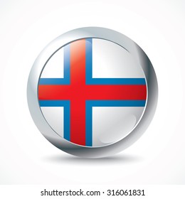 Faroe Islands flag button - vector illustration