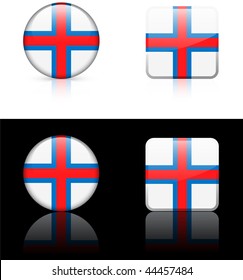 Faroe Islands Flag Buttons on White and Black Background Original Vector Illustration