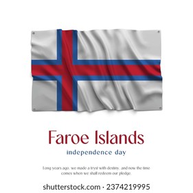 Faroe Islands Flag, Celebrating Independence Day. Abstract waving flag on white background Country Flag.