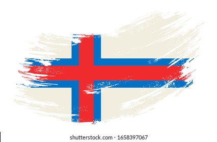 Faroe Islands flag grunge brush background. Vector illustration.