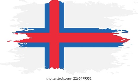 Faroe Islands flag grunge brush color image, vector