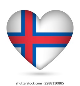Faroe Islands flag in heart shape. Vector illustration.