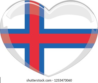 Faroe islands flag in a Heart vector, sticker