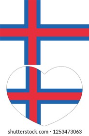 Faroe islands flag in a Heart vector, sticker
