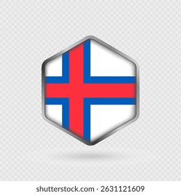 Faroe Islands flag icon in hexagon shape.