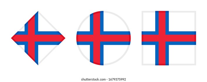 faroe islands flag icon set, isolated on white background