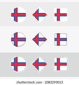 Faroe Islands flag icons set, vector flag of Faroe Islands. Three versions of icon.