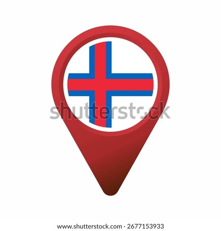 Faroe Islands flag inside red map pin icon flat illustration