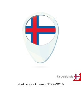 Faroe Islands flag location map pin icon on white background. Vector Illustration.