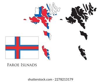 faroe islands flag and map illustration vector 
