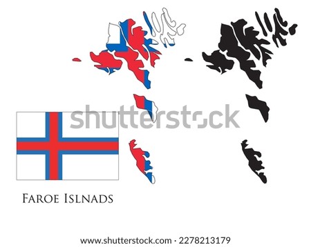 faroe islands flag and map illustration vector 
