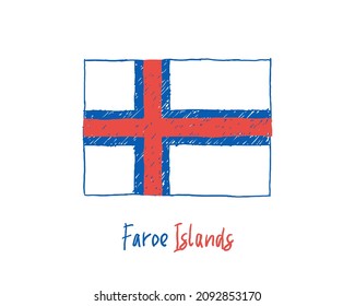 Faroe Islands Flag Marker or Pencil Sketch Illustration Vector