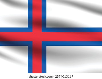 Faroe Islands flag official colors and proportion digital vector illustration. Pleated flag.