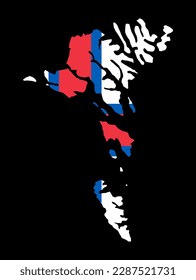 Faroe Islands flag on map on transparent  background