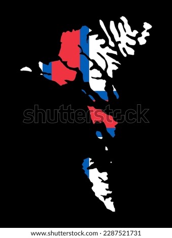 Faroe Islands flag on map on transparent  background