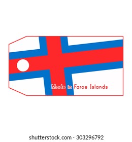 Faroe Islands flag on price tag with word Made in Faroe Islands isolated on white background.