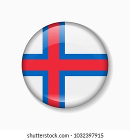 Faroe Islands flag round badge or icon isolated on white background. Vector illustration.