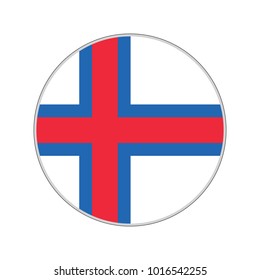 Faroe Islands Flag Round Glossy Icon. Vector illustration.