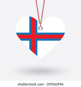 Faroe islands flag in the shape of a heart with hang tags