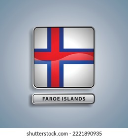 Faroe Islands flag square button vector illustration