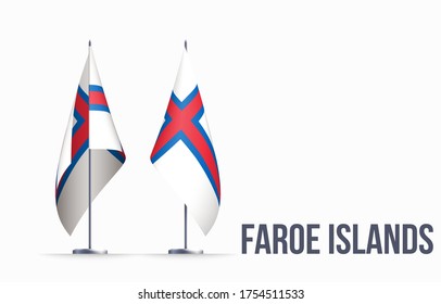 Faroe Islands flag state symbol isolated on background national banner.Greeting card National Independence Day of the Kingdom of Denmark of Faroe Islands. Illustration banner with realistic state flag