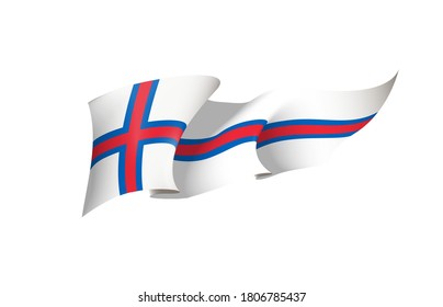 Faroe Islands flag state symbol isolated on background national banner.Greeting card National Independence Day of the Kingdom of Denmark of Faroe Islands. Illustration banner with realistic state flag