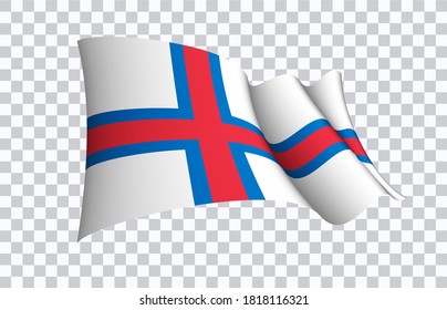 Faroe Islands flag state symbol isolated on background national banner.Greeting card National Independence Day of the Kingdom of Denmark of Faroe Islands. Illustration banner with realistic state flag