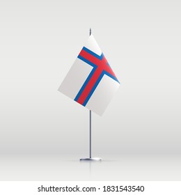 Faroe Islands flag state symbol isolated on background national banner.Greeting card National Independence Day of the Kingdom of Denmark of Faroe Islands. Illustration banner with realistic state flag