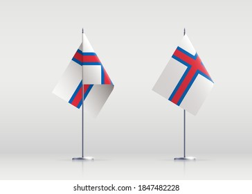Faroe Islands flag state symbol isolated on background national banner.Greeting card National Independence Day of the Kingdom of Denmark of Faroe Islands. Illustration banner with realistic state flag
