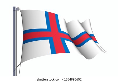 Faroe Islands flag state symbol isolated on background national banner.Greeting card National Independence Day of the Kingdom of Denmark of Faroe Islands. Illustration banner with realistic state flag