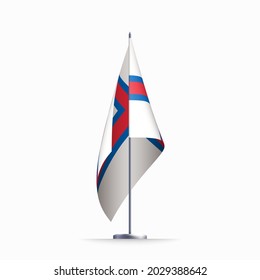 Faroe Islands flag state symbol isolated on background national banner.Greeting card National Independence Day of the Kingdom of Denmark of Faroe Islands. Illustration banner with realistic state flag
