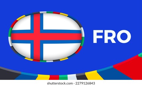 Faroe Islands flag stylized for European football tournament qualification. Flag on vector background.