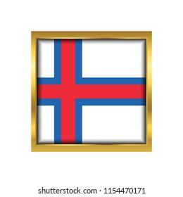 Faroe Islands Flag Vector Square Icon - Illustration. Abstract concept, icon,golden square, button. Raster illustration on white background.