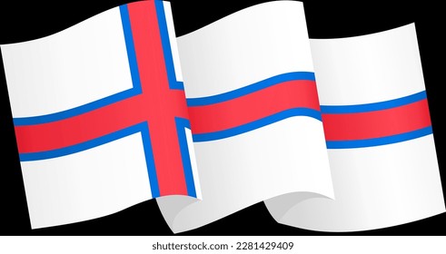 Faroe Islands flag wave isolated on png or transparent background