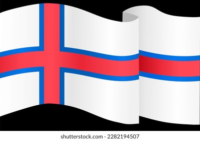 Faroe Islands flag wave isolated on png or transparent background