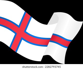 Faroe Islands flag wave isolated on png or transparent background