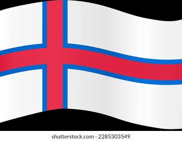 Faroe Islands flag wave isolated on png or transparent background