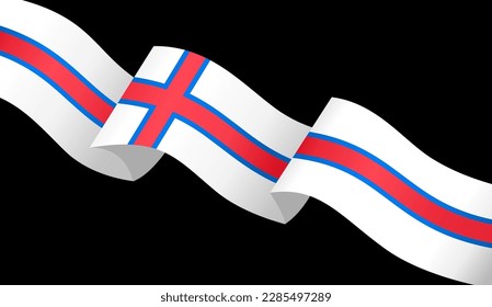 Faroe Islands flag wave isolated on png or transparent background