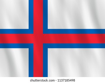 Faroe Islands flag with waving effect, official proportion.