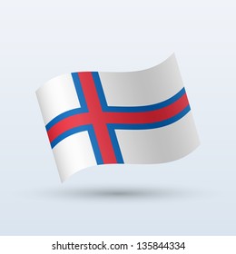 Faroe Islands flag waving form on gray background. Vector illustration.
